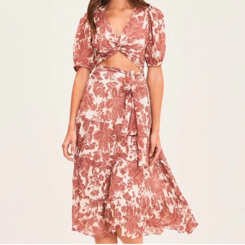 Ba&sh Floral Leaf Print Cropped Top & Midi Skirt Matching 2 piece Set Small